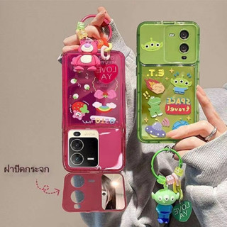 เคส Tpu  มีกระจก ขาตั้งได้ สำหรับ Oppo A57 A77 A77S A57 4G A17 A17K Reno8T A78 A58 Rebo7Z Reno8Z การ์ตูนนูน