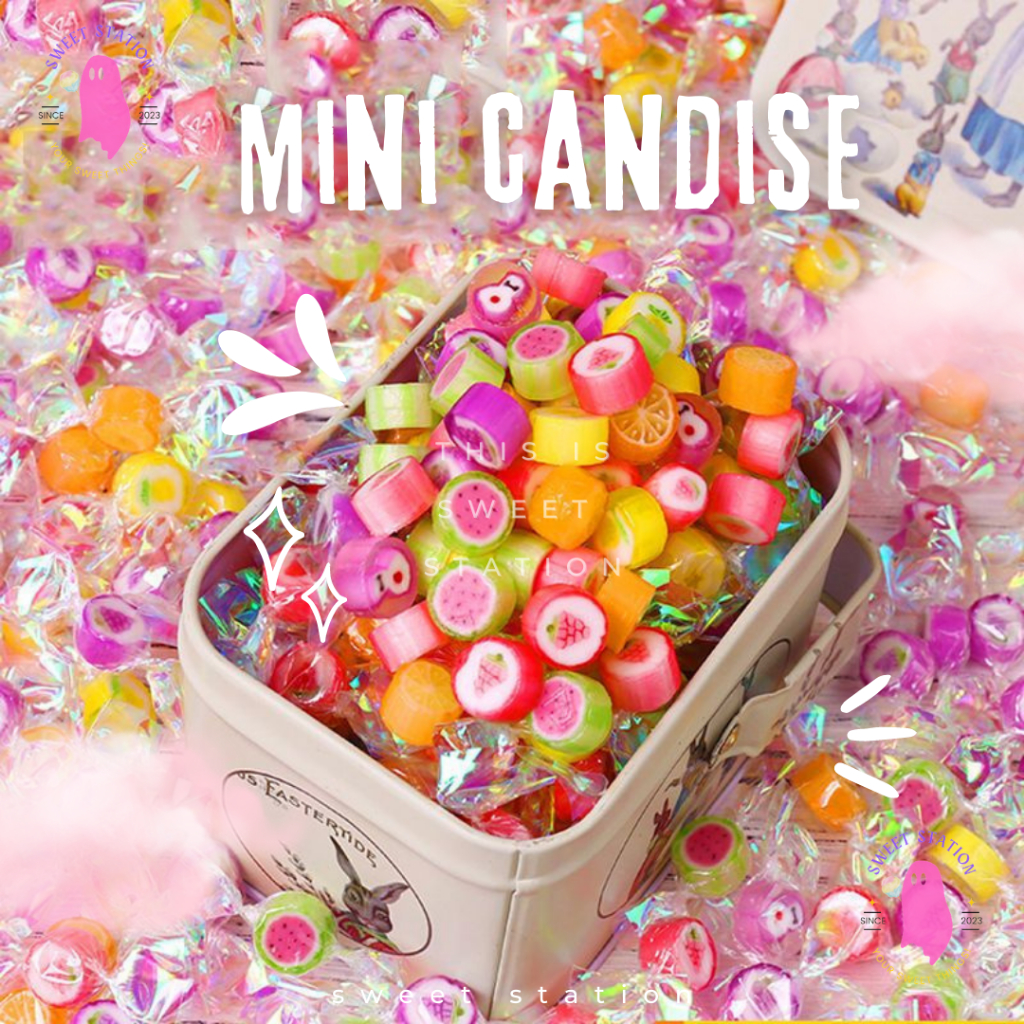 Mini candy ลูกอมตัด มินิ (แพ็ก50-100เม็ด) คละรสผลไม้ หลากสี ลูกอมแฮนเมด อร่อย ลูกอมผลไม้ ลูกอมมินิ เม็ดจิ๋ว ลูกอมวิบวับ