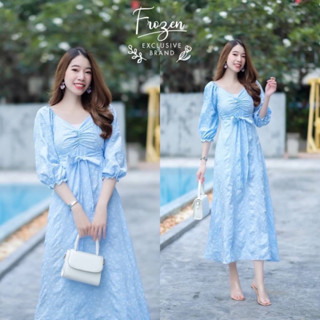 MaxiDress แม็กซี่เดรส เปอดไหล่ได้แขนตุ๊กตายาวศอก ผ้าคอตตอนพิมพ์ลายดอกน่ารั