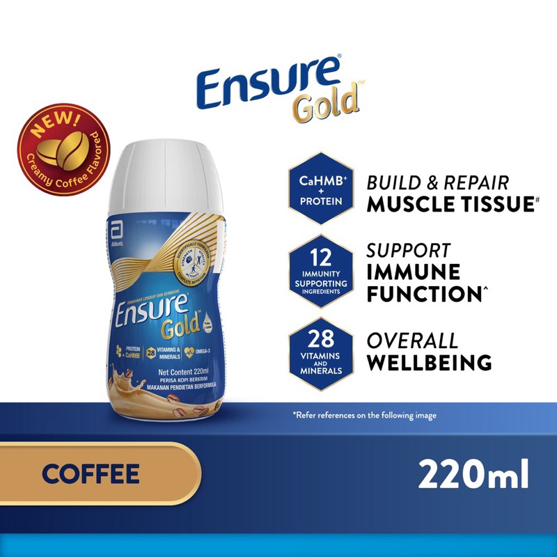 เอนชัวร์ สูตรพร้อมดื่ม รสวนิลลา/รสกาแฟ Ensure Gold Liquid Ready-to-Drink RPB - Coffee/Vanilla (220ml)