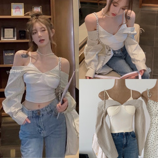 Off shoulder X top(450฿ฟรีส่ง) เสื้อสายเดี่ยวเว้าไหล่แขนยาว ช่วงอกเสริมบราฟองน้ำ งานติดกระดุมด้านหลัง ตัดเย็บดี wg.we