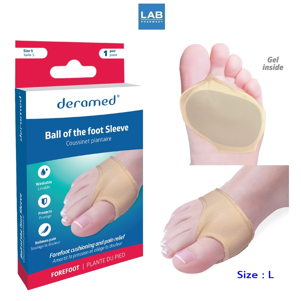 Deramed Footcare Ball of the Foot Sleeve Size L 2pcs/box – อุปกรณ์ผ้ายืดสวมเท้าด้านหน้าสำเร็จรูป  มีเจลด้านในช่วยลดเเรงกระแทก ไซส์ L 2ชิ้น/กล่อง