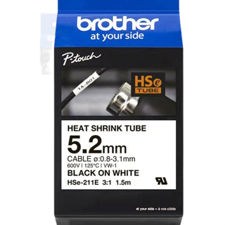 Brother เทปพิมพ์อักษรแบบท่อหด  HSE-211E ขนาด 5.2 มม.