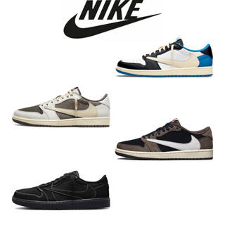 Travis Scott x Jordan Air Jordan 1 Low OG SP-Fragment Design ชื่อร่วมไตรภาคี ฟ้าผ่ารองเท้าบาสเก็ตบอลทรงเตี้ย