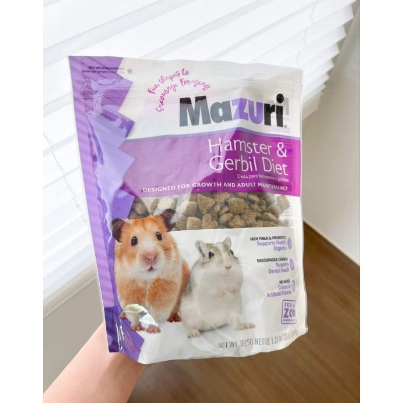 Hamu Mazuri hamster & Gerbil (ใหม่) อาหารหนูแฮมเตอร์โปรตีนสูง 17% แบ่งขาย ยกห่อ 560 กรัม