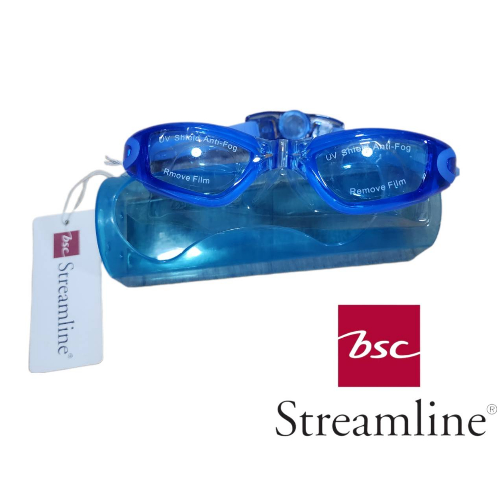 แว่นตาว่ายน้ำ BSC Streamline เด็ก มีตัวปรับสายแบบหมุนที่ด้านหลัง ปรับง่าย