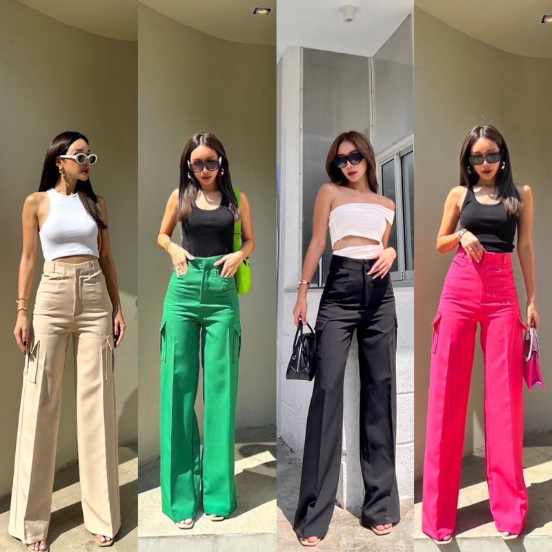 PT150 Sherbet 2pockets high-waist pantคาร์โก้