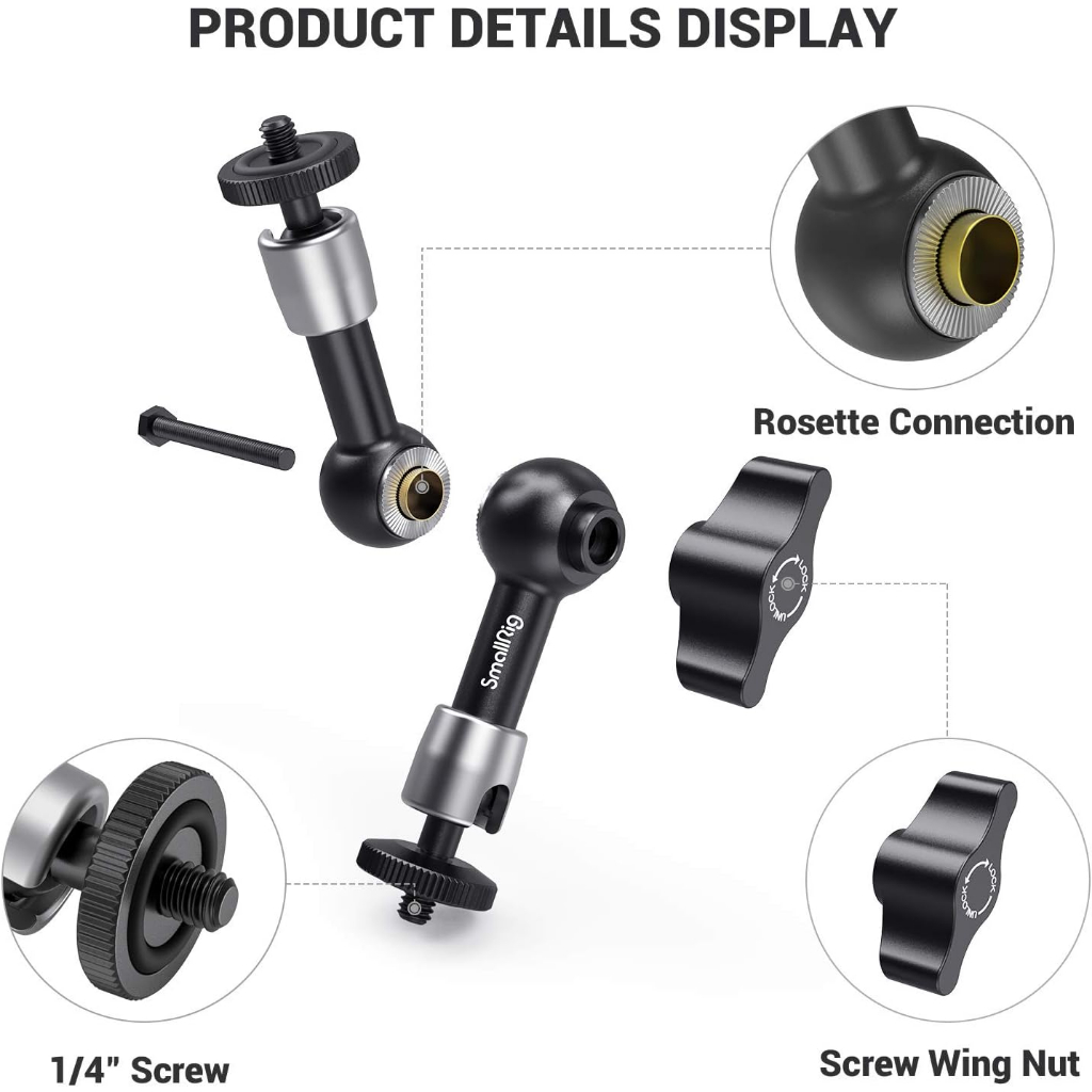 📦ส่งจากไทย📌 SmallRigMagic Arm 5.5 นิ้ว 2065 เมจิกอาร์ม 13.6 cm ยึดน็อต 1/4" ติดอุปกรณ์เสริม Articulating Arm 5.5 inch