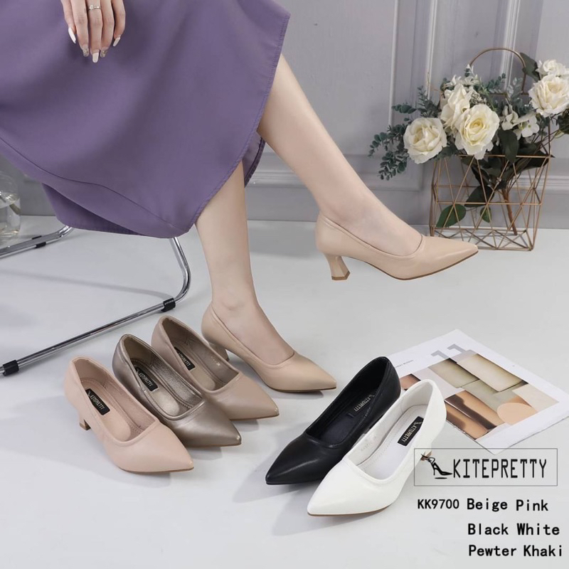 ซื้อ พร้อมส่ง K9700 รองเท้าเท้าคัทชู ส้นสูง2นิ้ว 35-40 ปลายแหลม  แบรนด์ Kitepretty