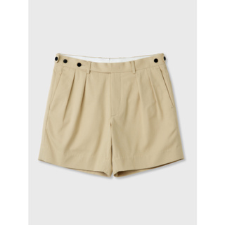 [JBB*] YELLOW BEIGE COTTON TWILL TWO-TUCK SHORTS เจบีบี กางเกงขาสั้น ผ้าคอตตอน เส้นใยธรรมชาติ กางเกงขาสั้นสองจีบ