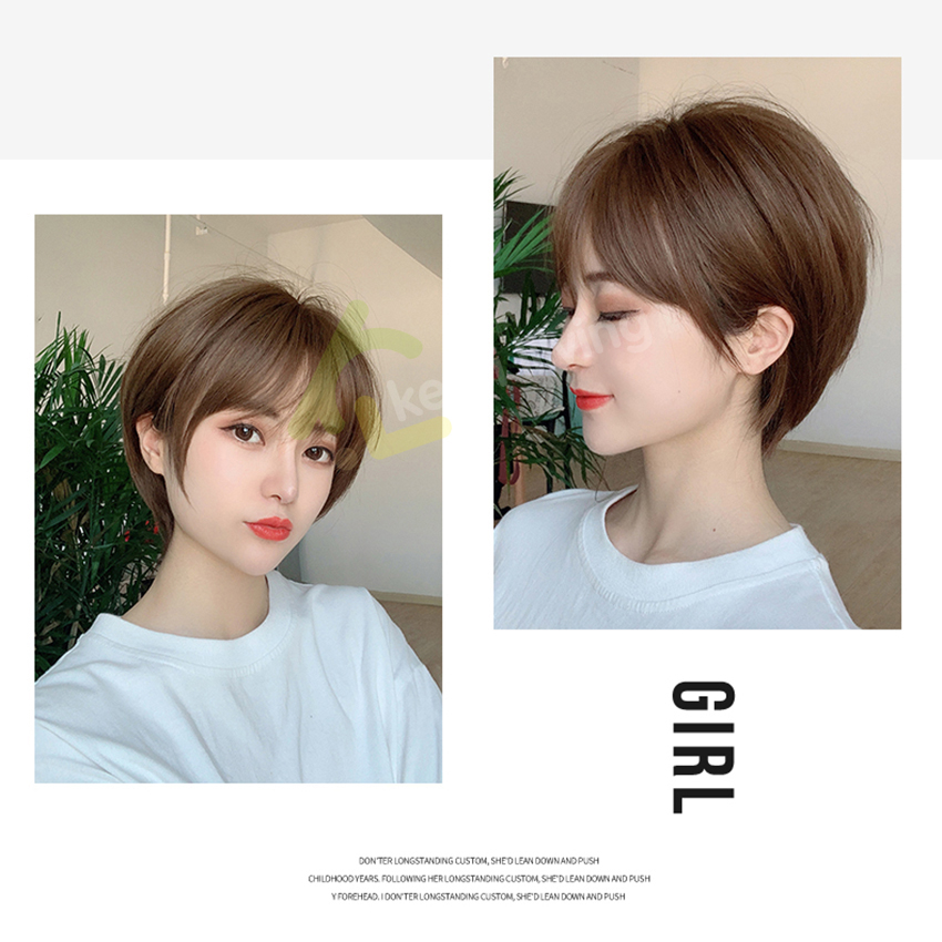 วิกผมสั้น สไตล์เกาหลี วิกผมบ๊อบ แบบเต็มหัว ระบายอากาศได้ดี นํ้าหนักเบา ใส่สบาย แฮร์พีชผมปลอม มี 4 สีให้เลือก ผมปลอม