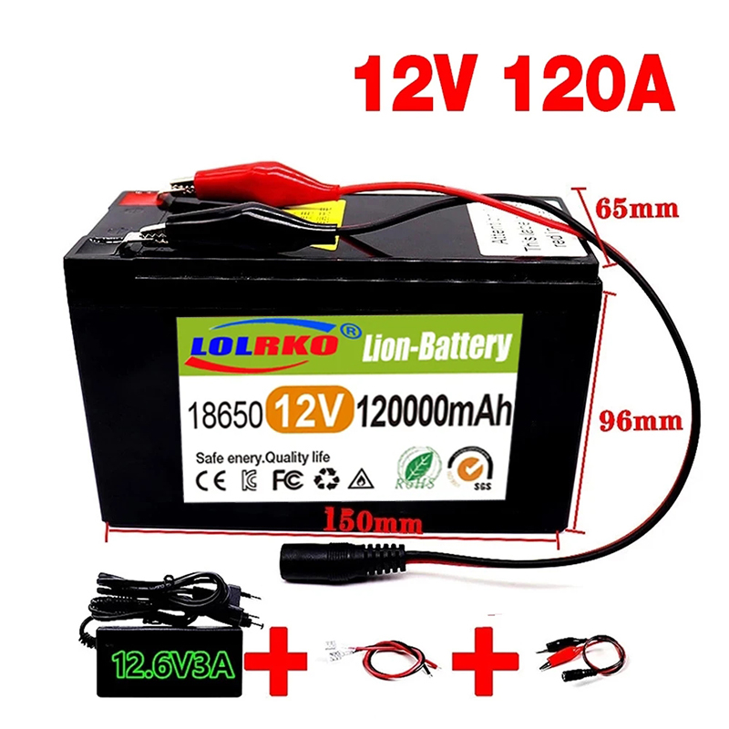 อัพเกรด 12v 120A Li Ion 18650 แบตเตอรี่รถยนต์ไฟฟ้าแบตเตอรี่ลิเธียม 9V- 12V 35Ah 120Ah ในตัว BMS 30A 