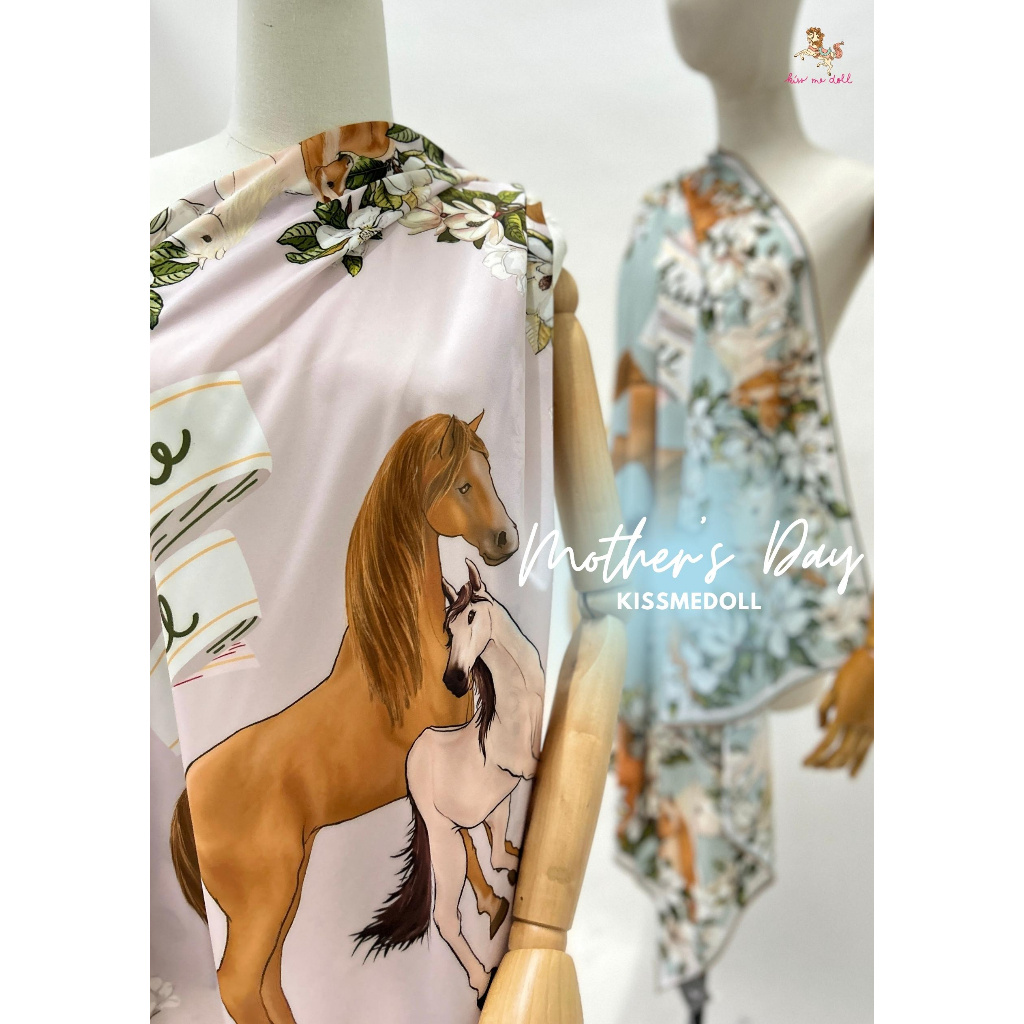 Kiss Me Doll ผ้าพันคอ/ผ้าคลุมไหล่ New Collection ลาย The first love ขนาด 100x100 cm.