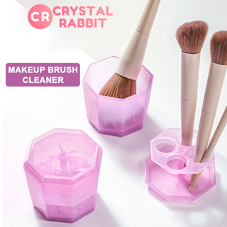 CRYSTAL RABBIT ถ้วยล้างแปรงแต่งหน้า 2 ใน 1 สครับซิลิโคนพับได้ แปรงแต่งหน้า/ฟองน้ำ เครื่องมือทำความสะอาด