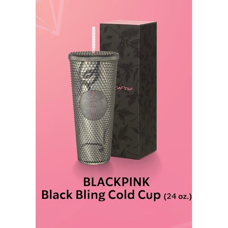 Starbucks แก้วหนาม BLACKPINK Black Bling Cold Cup ,Pink&Yellow.แก้วสตาร์บัคของแท้จากShop Starbucks T