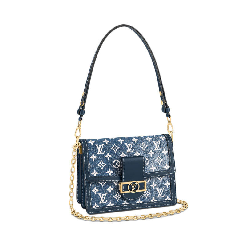 LV/Louis Vuitton Ms. ใหม่ DAUPHINE Medium Jacquard Denim Single Shoulder Messenger Bag Daphne M59631