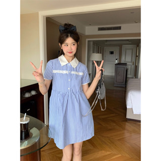 TWOHANDHII BALLOON STRIPE DRESS