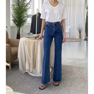 Alittlegirl.c -  HOLIDAY JEANS กางเกงยีนส์ขาบาน ขากระบอก ยีนส์ขาบานเอวสูง