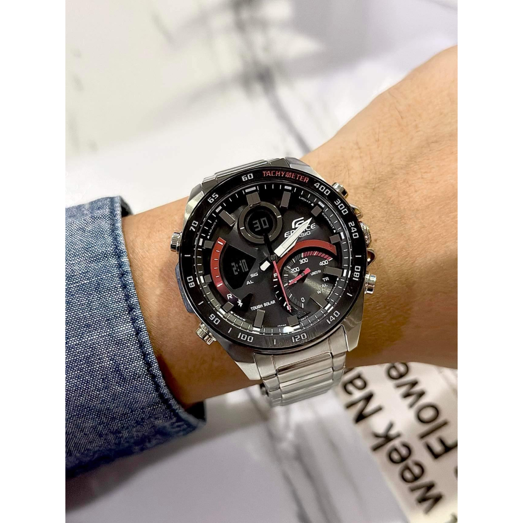 นาฬิกาข้อมือผู้ชาย Casio EdificeBluetoothแท้ (พลังงานแสงอาทิตย์) สายสแตนเลส รุ่นECB-900DB-1ADR รับประกันศูนย์ทั่วประเทศ