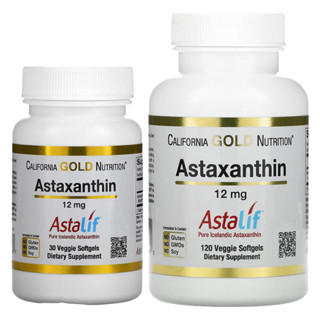 พร้อมส่ง120เม็ด🔥 California Gold Nutrition Astaxanthin AstaLif Pure Icelandic 12 mg 30,120 Veggie Softgels แอสตาแซนติน