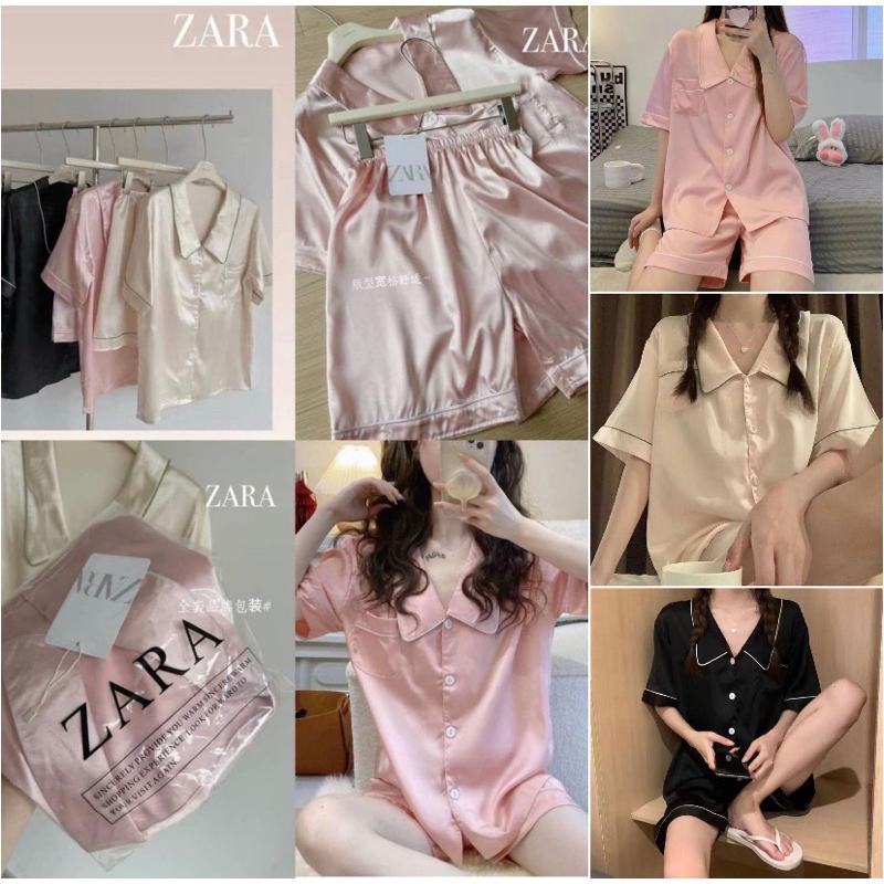 ชุดนอน ผ้าซาติน ชุดนอนเสื้อแขนสั้น+กางเกงขาสั้น My Melody แมวน้อยลินนาเบล Linnabell หมีเชลลีเมย์ Shelliemay
