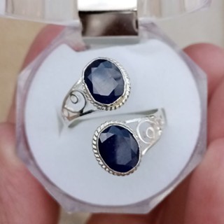 #ฟรีไซส์55-59 #แหวนไพลินแท้ #เงินแท้92.5 #Natural Blue Sapphire ring