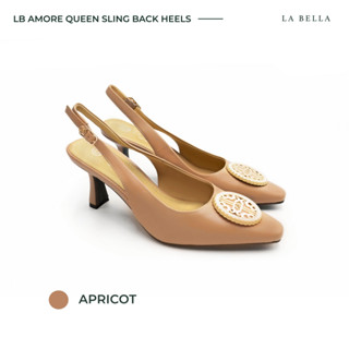 LA BELLA รุ่น LB AMORE QUEEN  SLING BACK HEELS - APRICOT