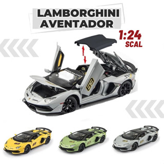 โมเดลรถ Lamborghini Aventador สวย สมจริง วัสดุเหล็กทั้งคัน  มีไฟมีเสียง รถของเล่น สเกล 1:24 คันใหญ่