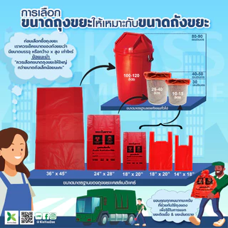 ถุงขยะติดเชื้อ ถุงแดง ขนาด 18x20 นิ้ว (แพ็ค 30 ใบ ) 1 แพ็ค