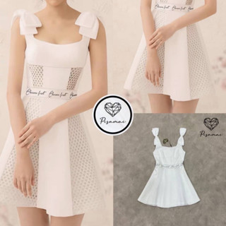 ราคาถูกที่สุด!! PISAMAI Mini dress เดรสแขนกุดแต่งโบว์สีขาวตัวสั้น