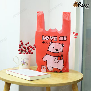 ถุงหิ้วบูติก (5 สี คละลาย , แพ็ค 400 กรัม) ถุงหูหิ้วสกรีนลาย ลายแฟชั่น ** สุ่มลายให้ เลือกสีได้ **