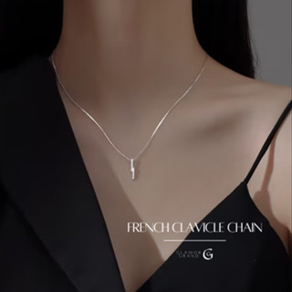 Glamor✨French Clavicle Chain สร้อยคอผู้หญิง เงินสเตอร์ลิง สร้อยคอแฟชั่น สร้อยคอแฟชั่น จี้ สร้อยคอน่ารัก สร้อยคอเพชร สร้อ