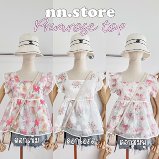 nn.store • primrose top เสื้อแขนระบาย ผ้าชีฟองปักอย่างดี หลังสม็อค แต่งโบว์ผูกหลัง