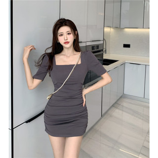 bodycon summer แฟชั่น เซ็กซี่ สีดํา มินิเดรส เพิ่มขนาด สีเทา เสื้อผ้าแฟชั่นผู้หญิง