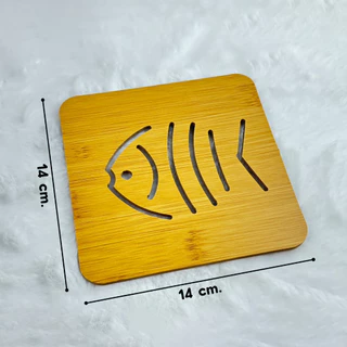 ที่รองแก้ว แผ่นรองหม้อกันร้อน ขนาด 14x14 ซม. มีให้เลือก 2 ลาย ลายก้างปลา ลายแมว