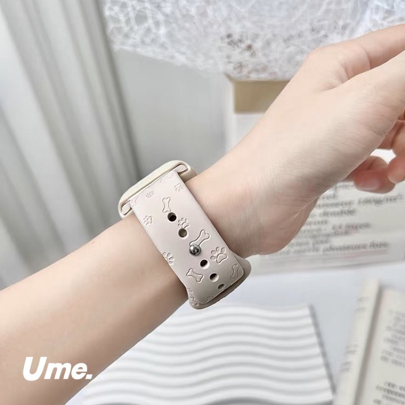 ลายปั้ม กระดูก สายนาฬิกา smart watch ultra10 9 8 7 6 5 4 3 สาย iwatch ยาง สัาหรับ 44/45/41/40/49/46mm