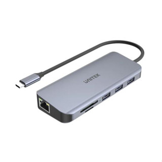 UNITEK HUB 9-in-1 USB-C Ethernet Hub with Dual Monitor, 100W Power Delivery and Dual Card Reader รุ่น D1026B