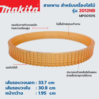 สายพาน เครื่องไสไม้ รีดไม้ MAKITA รุ่น 2012NB (เส้นรอบวง นอก 35.2cm ใน 32.4cm หน้ากว้าง 1.95cm) ของแท้