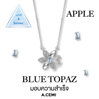 A.CEMI Apple Flower Blue Topaz Necklace สร้อยคอดอกแอปเปิ้ล พลอยบลูโทแพซ พลอยแท้ ของขวัญให้แฟน