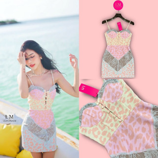 Lemonade:: มินิเดรส Leopardผ้าแต่งสลับสีตัดต่อ(*สอบถามสต๊อกก่อนกดสั่งน๊า)