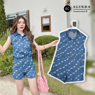 ราคาถูกที่สุด!! Alinda(อลินดา) F08158 ชุดเซ็ทเสื้อยีนส์ แขนกุด+กางเกงขาสั้น