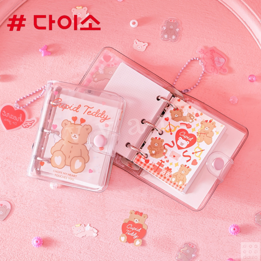 Daiso korea สมุดจดบันทึก สมุดพกพา สมุดโน๊ต ไดอารี่ พกพา ไม่มีเส้น มีพวงกุญแจ ขนาดเล็ก ไดโซะ เกาหลี