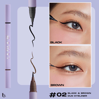 LA GLACE BLACK &amp; BROWN DUO EYELINER อายไลน์เนอร์ดาวหาง 2หัวในแท่งเดียว เส้นคมชัด ทน กันน้ำ กันเหงื่อ ไม่แพนด้า