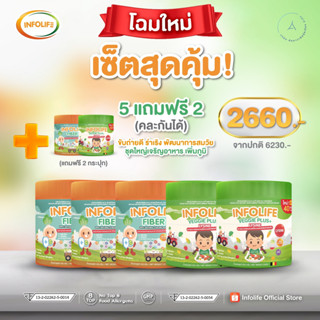 ส่งฟรี! ✅  โปร5แถม2 ล้วน/คละได้✅ Infolife Fiber +Veggie Plus Lysine ไฟเบอร์เด็ก เด็กท้องผูก ถ่ายยาก กินข้าวยาก ไม่กินผัก