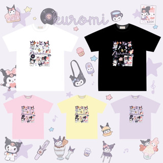 เสื้อยืดโอเวอร์ไซส์ ลาย kuromi คุโรมิ อก 44-46" ยาว 28" สกรีน DFT ผ้า cotton100% ป้าย Just a chill day