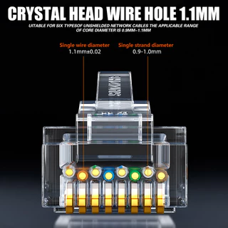 หัวแลน CAT6 RJ45 Connector 8P8C Modular Ethernet คุณภาพดี ใช้กับสาย CAT6/5/5e ได้