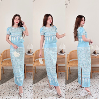 ชุดเซทลายไทยแขนกลีบบัว Chalita