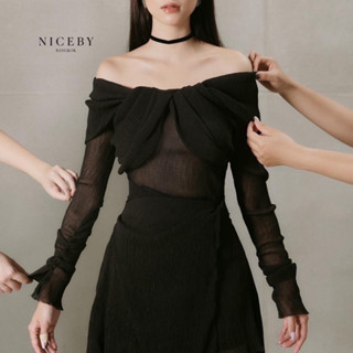 Black Sheer Mini Dress - เดรสสั้นซีทรู