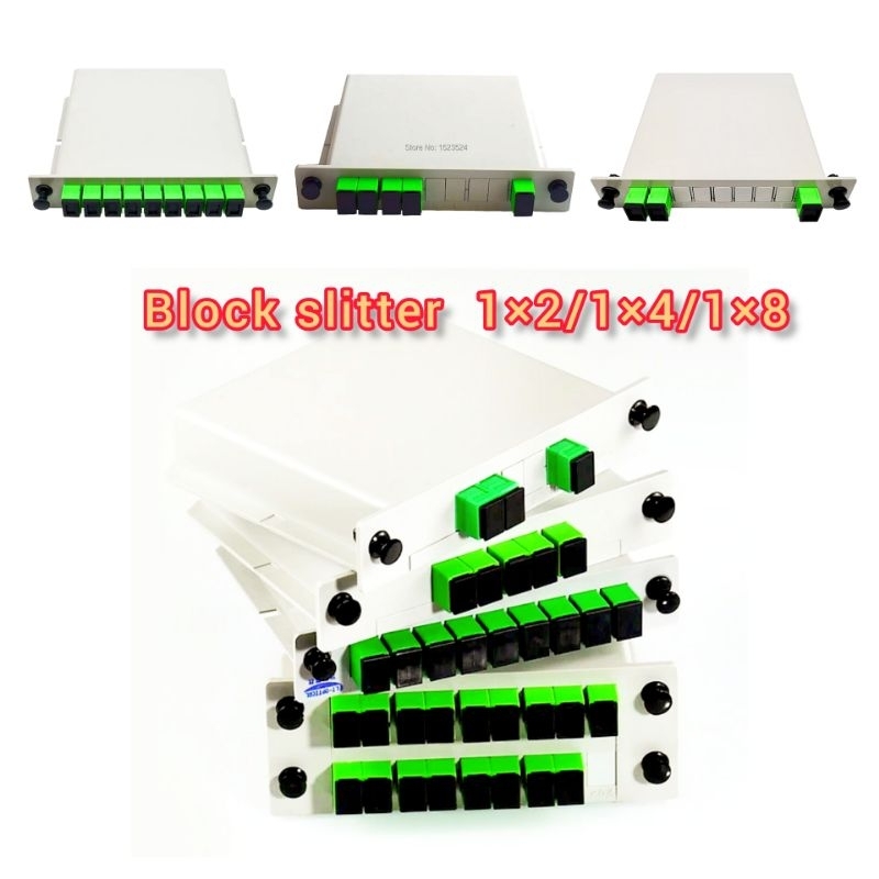 Block Splitter 1×2,1×4,1×8 กล่องบล็อก port อุปกรณ์กระจายสายไฟเบอร์และอินเตอร์เน็ต