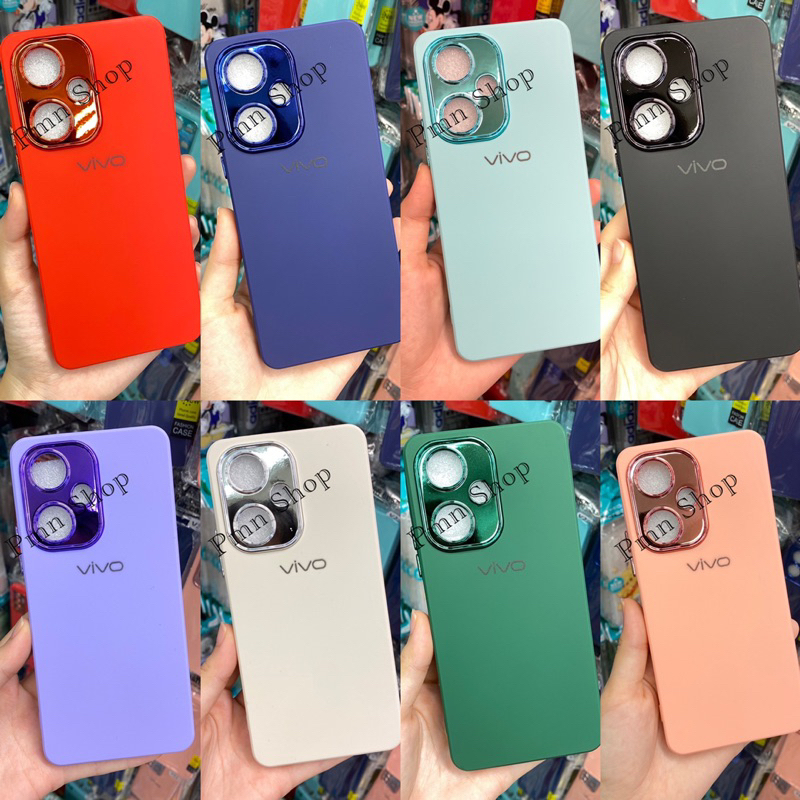 เคสกำมะหยี่สีพื้น ขอบโครเมียม สำหรับรุ่น ViVO Y27s,Y27(4G)/Y27(5G)(รูปถ่ายตรงรุ่น) พร้อมส่งในไทย